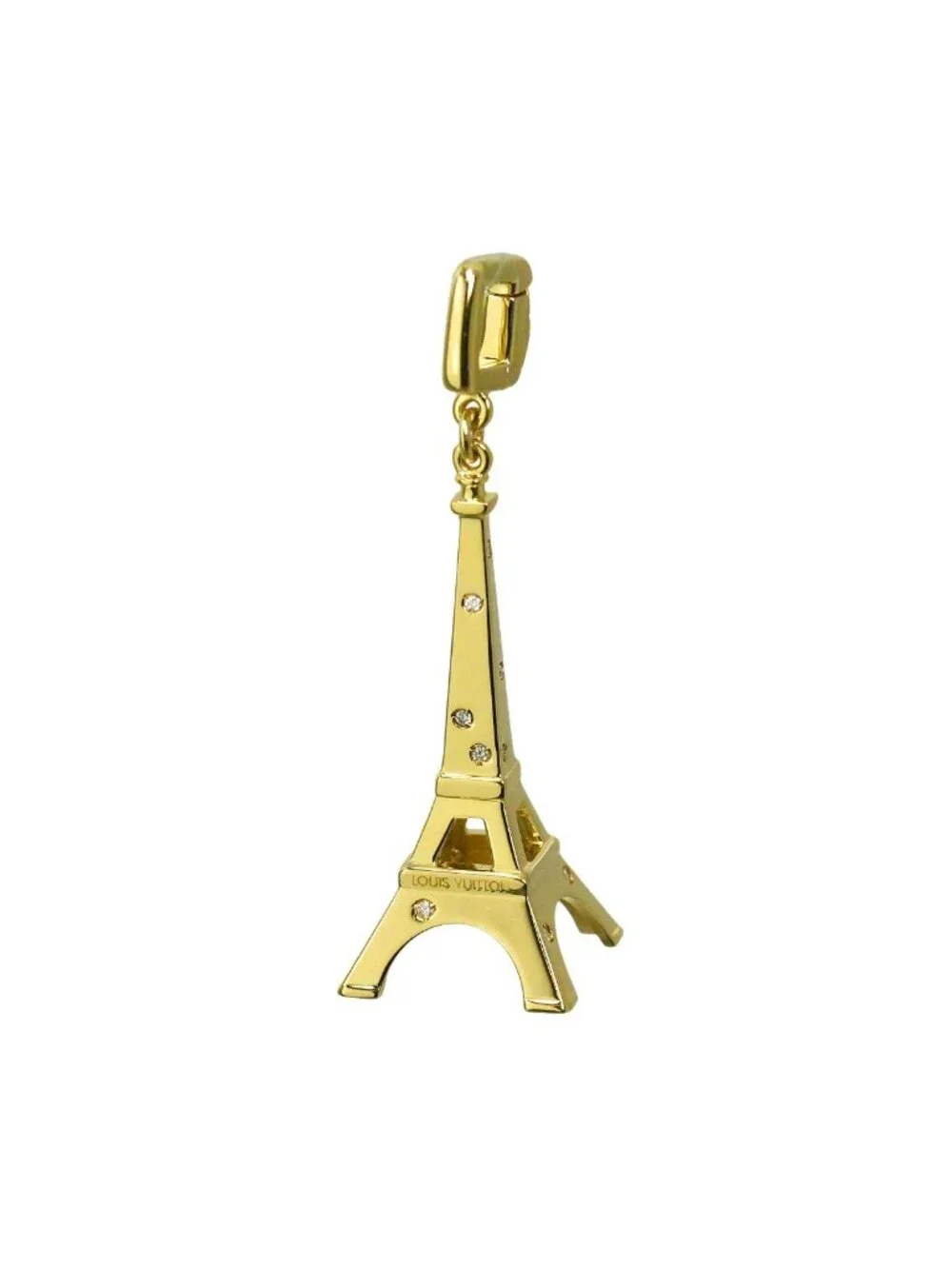Louis Vuitton Eiffel Tower Charm Diamond 18K YG 750 Pendant
